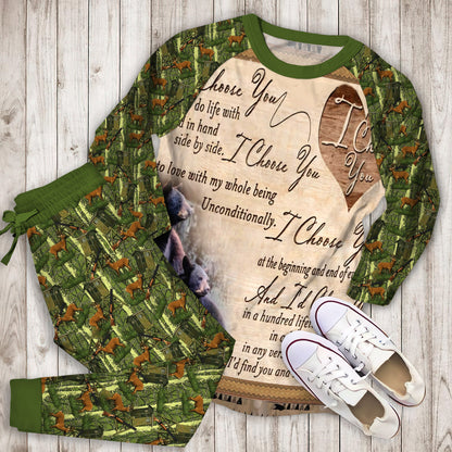 Hunting Black Bear Couple I Choose You Pajama Set |Sleepwear Pjs Sets | Raglan Shirt Pants Set