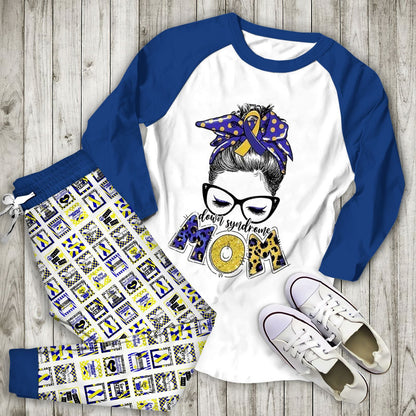 Down Syndrome Mom Aaf Pajama Set |Sleepwear Pjs Sets | Raglan Shirt Pants Set