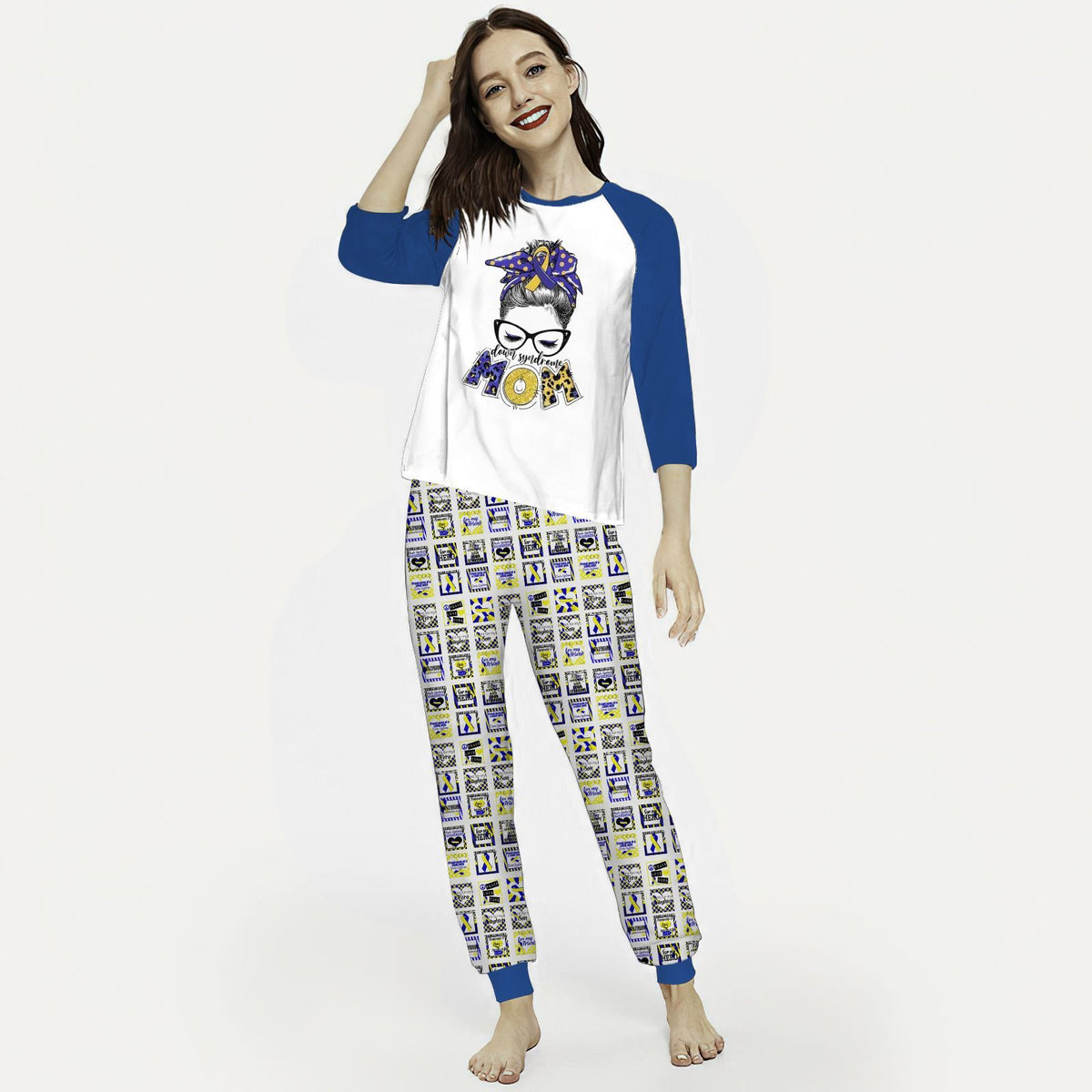 Down Syndrome Mom Aaf Pajama Set |Sleepwear Pjs Sets | Raglan Shirt Pants Set
