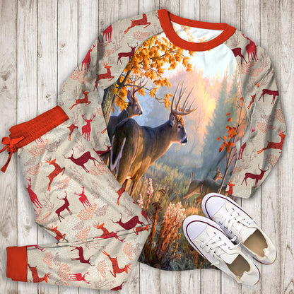 Deer Pajama Set | Pajamas | Cotton Sleepwear Sets | Soft Long Sleeve Pjs | Raglan Shirt and Pants Set