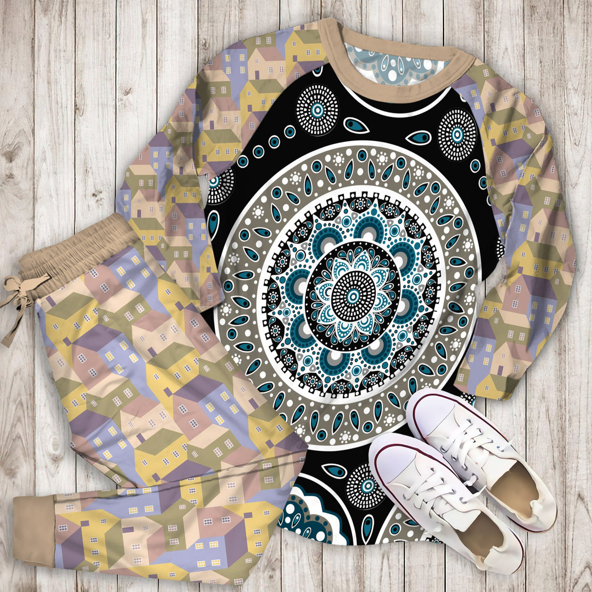 Chic Home Gaston Pajama Set |Sleepwear Pjs Sets | Raglan Shirt Pants Set