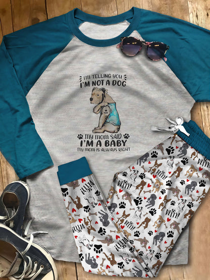 Pitbull Im Telling You Abn Pajama Set |Sleepwear Pjs Sets | Raglan Shirt Pants Set