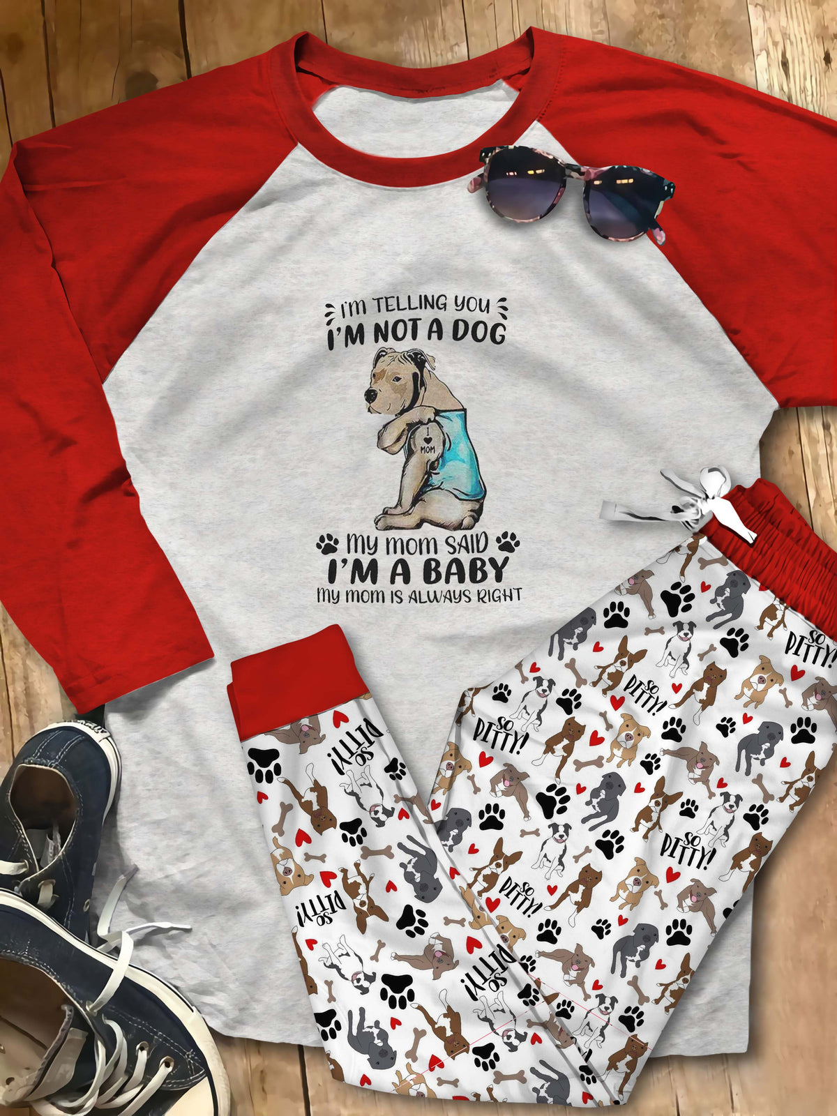 Pitbull Im Telling You Abn Pajama Set |Sleepwear Pjs Sets | Raglan Shirt Pants Set