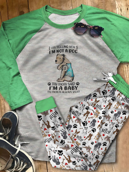Pitbull Im Telling You Abn Pajama Set |Sleepwear Pjs Sets | Raglan Shirt Pants Set