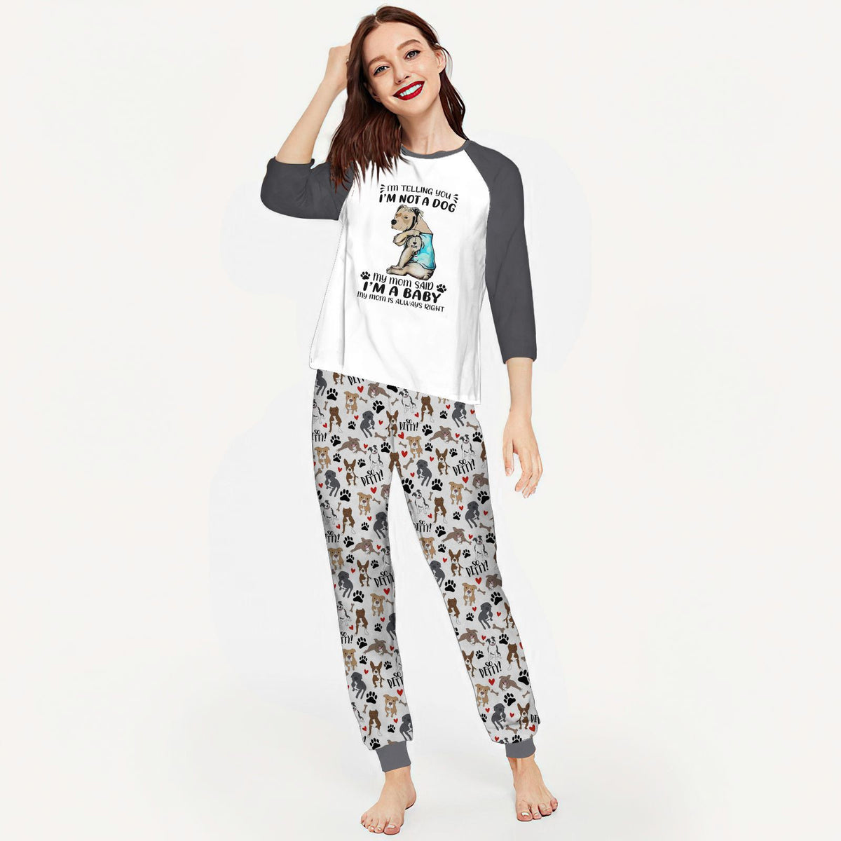 Pitbull Im Telling You Abn Pajama Set |Sleepwear Pjs Sets | Raglan Shirt Pants Set