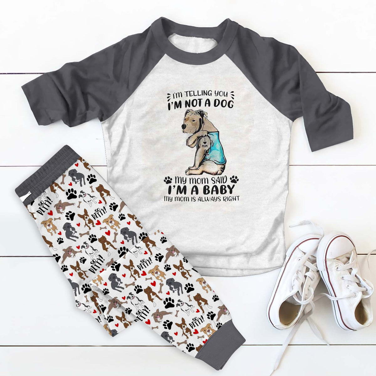 Pitbull Im Telling You Abn Pajama Set |Sleepwear Pjs Sets | Raglan Shirt Pants Set