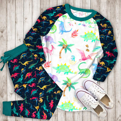 Dinosaur Pajama Set | Pajamas | Cotton Sleepwear Sets | Soft Long Sleeve Pjs | Raglan Shirt and Pants Set