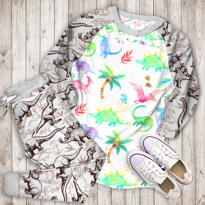 Dinosaur Pajama Set | Pajamas | Cotton Sleepwear Sets | Soft Long Sleeve Pjs | Raglan Shirt and Pants Set