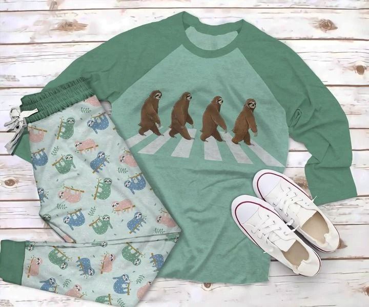 Sloth The Sloth Pajama Set |Sleepwear Pjs Sets | Raglan Shirt Pants Set