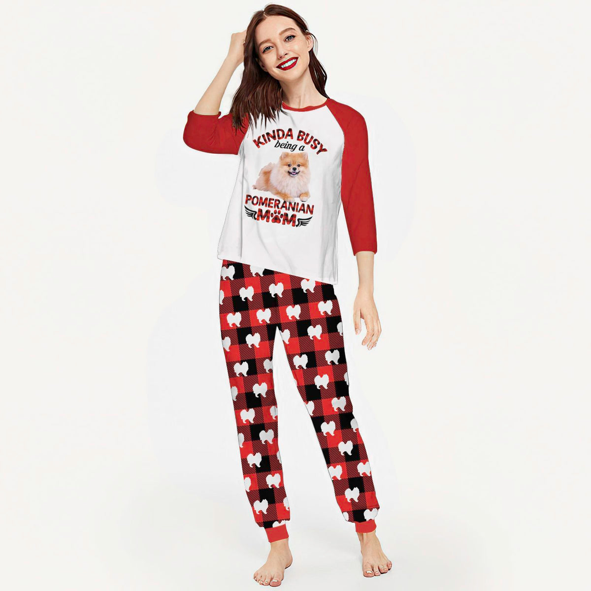 Pomeranian Pomeranian Mom Abo Pajama Set |Sleepwear Pjs Sets | Raglan Shirt Pants Set