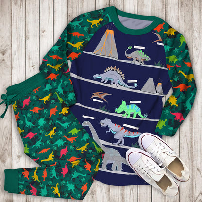 Warren Dinosaur Pajama Set | Pajamas | Cotton Sleepwear Sets | Soft Long Sleeve Pjs | Raglan Shirt and Pants Set