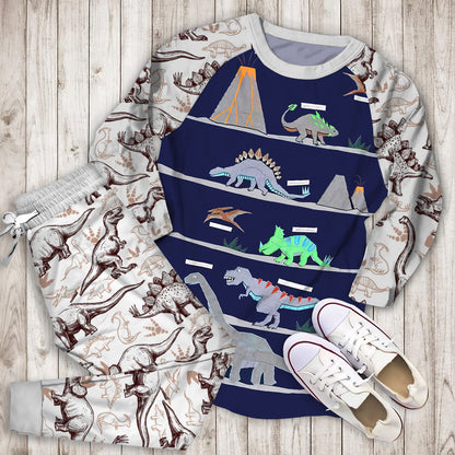 Warren Dinosaur Pajama Set | Pajamas | Cotton Sleepwear Sets | Soft Long Sleeve Pjs | Raglan Shirt and Pants Set