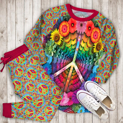 Hippie Psychedelic Spiritual Pajama Set |Sleepwear Pjs Sets | Raglan Shirt Pants Set