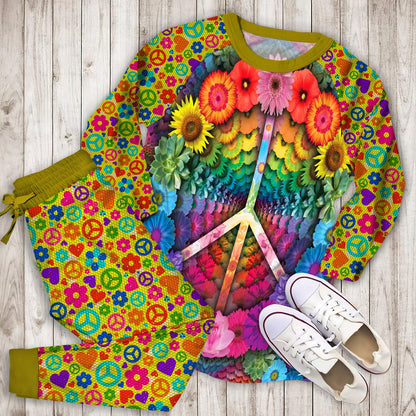 Hippie Psychedelic Spiritual Pajama Set |Sleepwear Pjs Sets | Raglan Shirt Pants Set