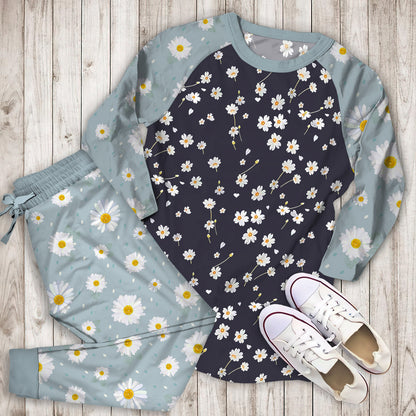 Daisy Flower Pajama Set | Pajamas | Cotton Sleepwear Sets | Soft Long Sleeve Pjs | Raglan Shirt and Pants Set