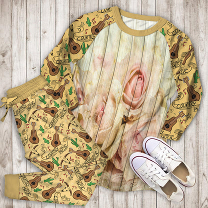 Shabby Chic Country Floral Rose Wood Pajama Set | Pajamas | Cotton Sleepwear Sets | Soft Long Sleeve Pjs | Raglan Shirt and Pants Set