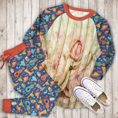 Shabby Chic Country Floral Rose Wood Pajama Set | Pajamas | Cotton Sleepwear Sets | Soft Long Sleeve Pjs | Raglan Shirt and Pants Set