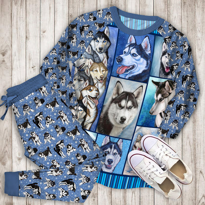 Husky Pajama Set |Sleepwear Pjs Sets | Raglan Shirt Pants Set