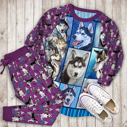 Husky Pajama Set |Sleepwear Pjs Sets | Raglan Shirt Pants Set