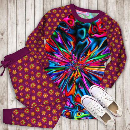 Hippie Color Pajama Set | Pajamas | Cotton Sleepwear Sets | Soft Long Sleeve Pjs | Raglan Shirt and Pants Set