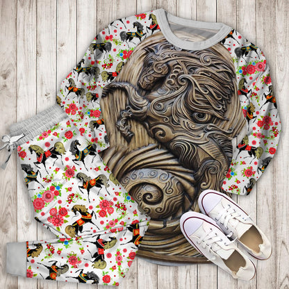 Horse Pajama Set | Pajamas | Cotton Sleepwear Sets | Soft Long Sleeve Pjs | Raglan Shirt and Pants Set