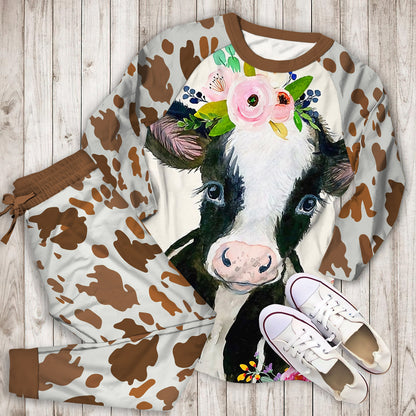Love Beautiful Cow Pajama Set |Sleepwear Pjs Sets | Raglan Shirt Pants Set