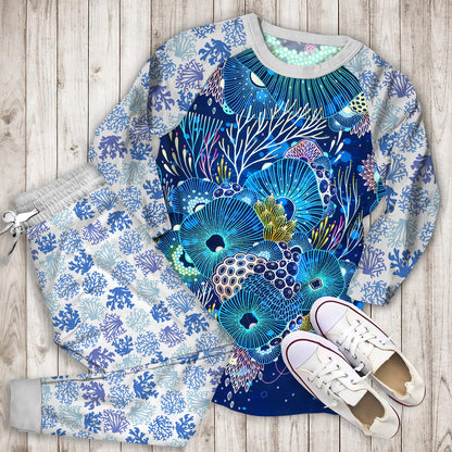 Coral Reef Pajama Set | Pajamas | Cotton Sleepwear Sets | Soft Long Sleeve Pjs | Raglan Shirt and Pants Set