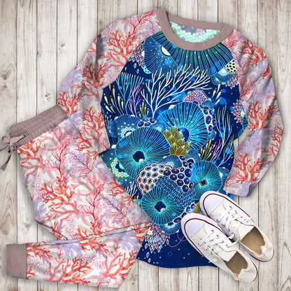 Coral Reef Pajama Set | Pajamas | Cotton Sleepwear Sets | Soft Long Sleeve Pjs | Raglan Shirt and Pants Set