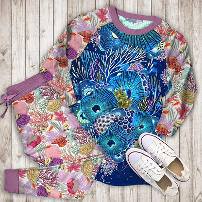 Coral Reef Pajama Set | Pajamas | Cotton Sleepwear Sets | Soft Long Sleeve Pjs | Raglan Shirt and Pants Set