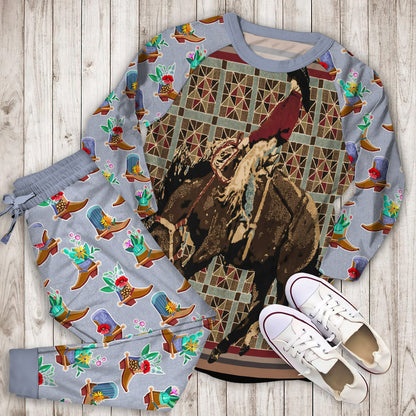 Cowboy Pajama Set |Sleepwear Pjs Sets | Raglan Shirt Pants Set