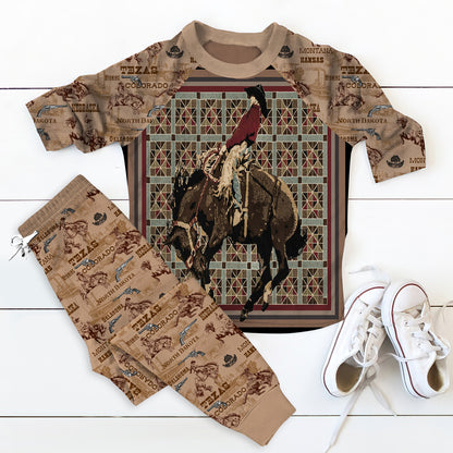 Cowboy Pajama Set |Sleepwear Pjs Sets | Raglan Shirt Pants Set
