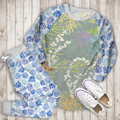 Coral Reef Pajama Set | Pajamas | Cotton Sleepwear Sets | Soft Long Sleeve Pjs | Raglan Shirt and Pants Set