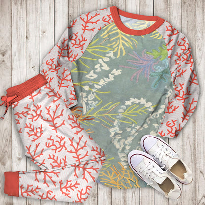 Coral Reef Pajama Set | Pajamas | Cotton Sleepwear Sets | Soft Long Sleeve Pjs | Raglan Shirt and Pants Set
