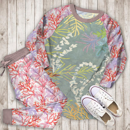 Coral Reef Pajama Set | Pajamas | Cotton Sleepwear Sets | Soft Long Sleeve Pjs | Raglan Shirt and Pants Set