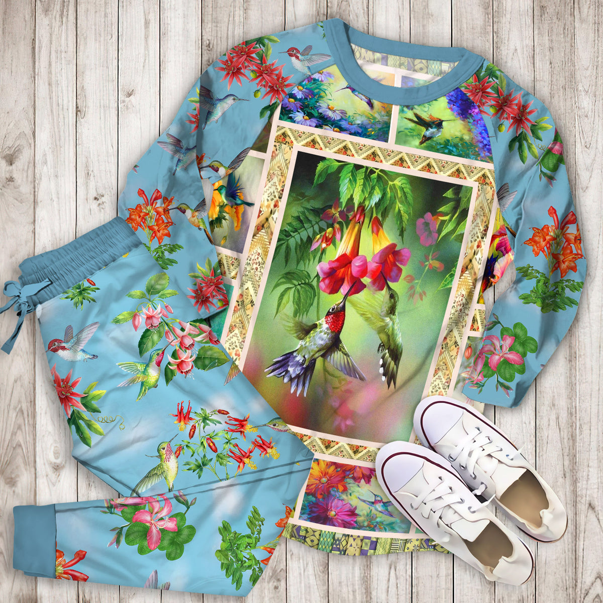 Humming Bird Blink Blink Pajama Set | Pajamas | Cotton Sleepwear Sets | Soft Long Sleeve Pjs | Raglan Shirt and Pants Set