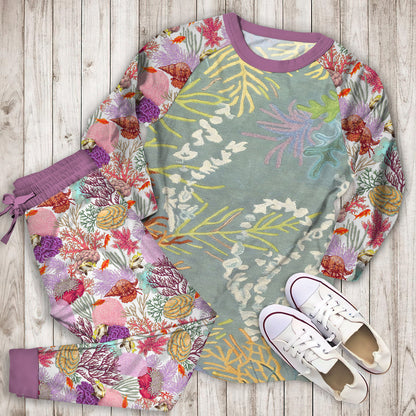 Coral Reef Pajama Set | Pajamas | Cotton Sleepwear Sets | Soft Long Sleeve Pjs | Raglan Shirt and Pants Set