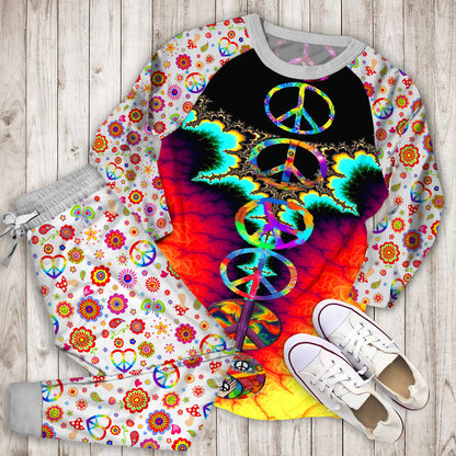 Hippie Pajama Set | Pajamas | Cotton Sleepwear Sets | Soft Long Sleeve Pjs | Raglan Shirt and Pants Set