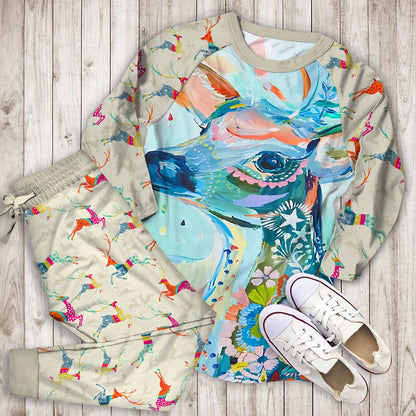Deer Pajama Set | Pajamas | Cotton Sleepwear Sets | Soft Long Sleeve Pjs | Raglan Shirt and Pants Set