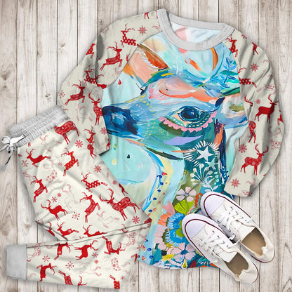 Deer Pajama Set | Pajamas | Cotton Sleepwear Sets | Soft Long Sleeve Pjs | Raglan Shirt and Pants Set