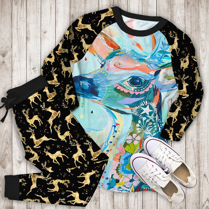 Deer Pajama Set | Pajamas | Cotton Sleepwear Sets | Soft Long Sleeve Pjs | Raglan Shirt and Pants Set