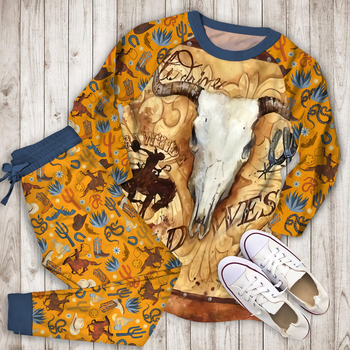 Cowboy Pajama Set |Sleepwear Pjs Sets | Raglan Shirt Pants Set