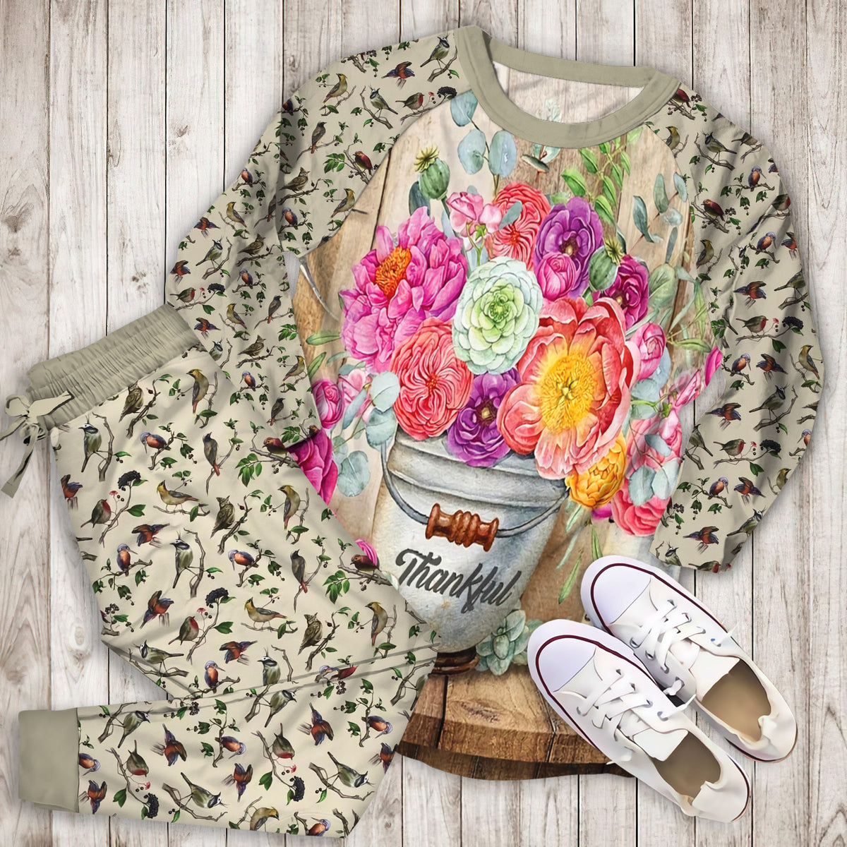 Humming Bird Pajama Set | Pajamas | Cotton Sleepwear Sets | Soft Long Sleeve Pjs | Raglan Shirt and Pants Set