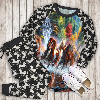 Horse Pajama Set |Sleepwear Pjs Sets | Raglan Shirt Pants Set