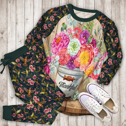 Humming Bird Pajama Set | Pajamas | Cotton Sleepwear Sets | Soft Long Sleeve Pjs | Raglan Shirt and Pants Set