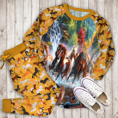 Horse Pajama Set |Sleepwear Pjs Sets | Raglan Shirt Pants Set