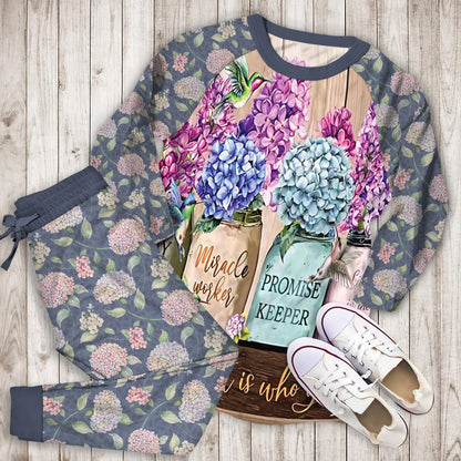 Hydrangeas Flower Pajama Set |Sleepwear Pjs Sets | Raglan Shirt Pants Set