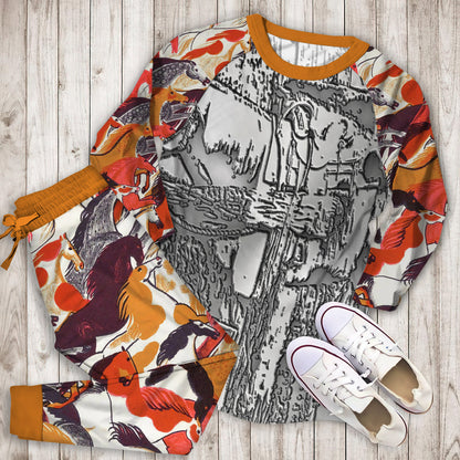 Horse Pajama Set | Pajamas | Cotton Sleepwear Sets | Soft Long Sleeve Pjs | Raglan Shirt and Pants Set