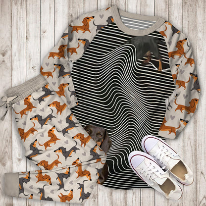 Dachshund Long Body Pajama Set |Sleepwear Pjs Sets | Raglan Shirt Pants Set