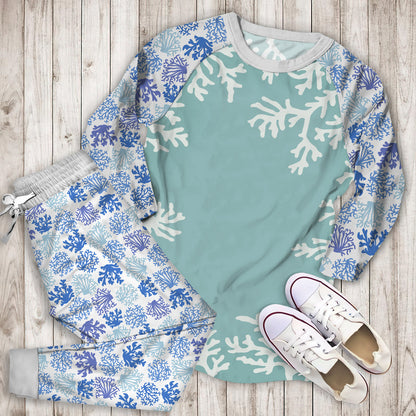 Coral Reef Pajama Set | Pajamas | Cotton Sleepwear Sets | Soft Long Sleeve Pjs | Raglan Shirt and Pants Set