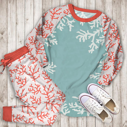 Coral Reef Pajama Set | Pajamas | Cotton Sleepwear Sets | Soft Long Sleeve Pjs | Raglan Shirt and Pants Set